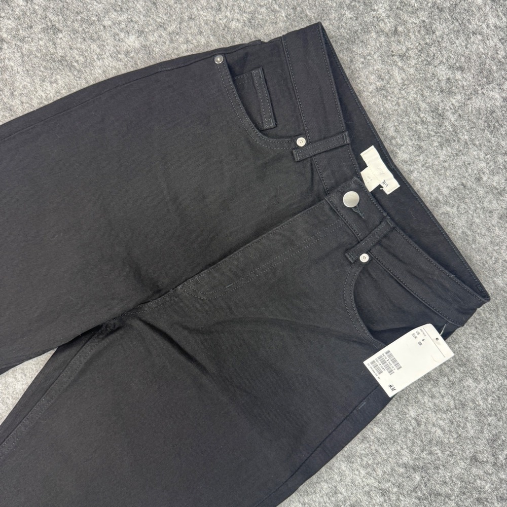 NEW H&M Black High Waist Straight Leg Jeans Womens‎ Size 6 NWT